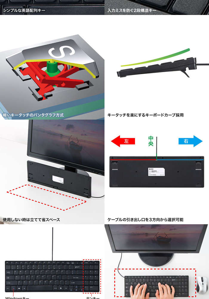 サンワサプライ SKB-E2UN 英語配列USBスリムキーボード(SKB-E2UN) メーカー在庫品 マウス・キーボード・入力機器